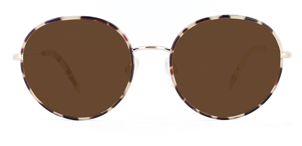 Robertson in Brushed Gold with Marble Tortoise Piping with Brown Lenses