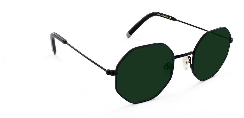 Blair in Matte Black with Green Lenses