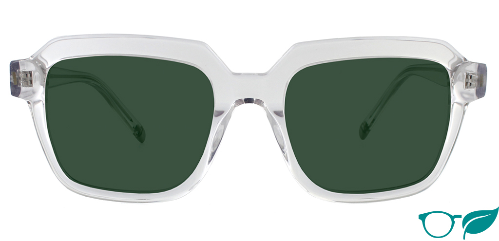Elliot Clear Crystal with Green Lenses Front Facing Image