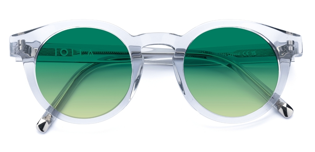Somerville in Light Grey Crystal – Bold Round Sunglasses | IOLLA