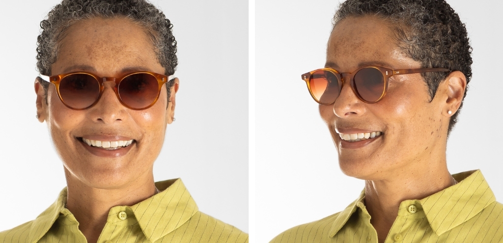 Bell Amber sunglasses with Gradient lenses on model
