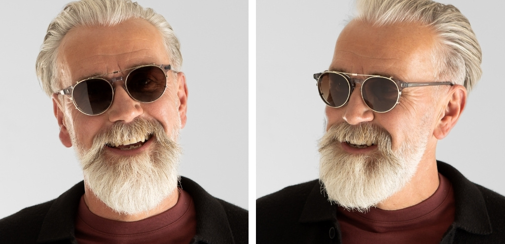 Big Bell Clip On in Chrome Gold on frame worn by model