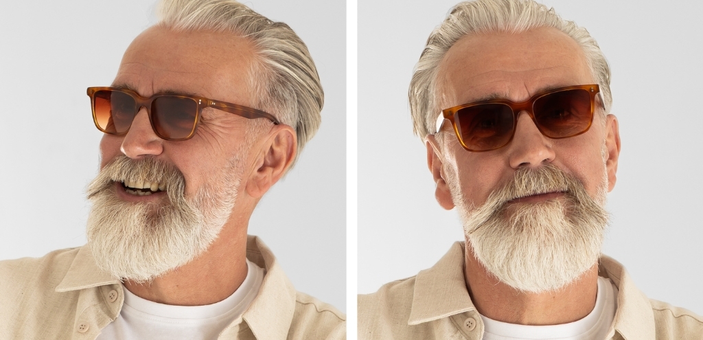 Model wearing Russell Amber Sunglasses