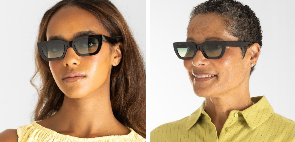 Shaw Black Sunglasses with Gradient lenses on models