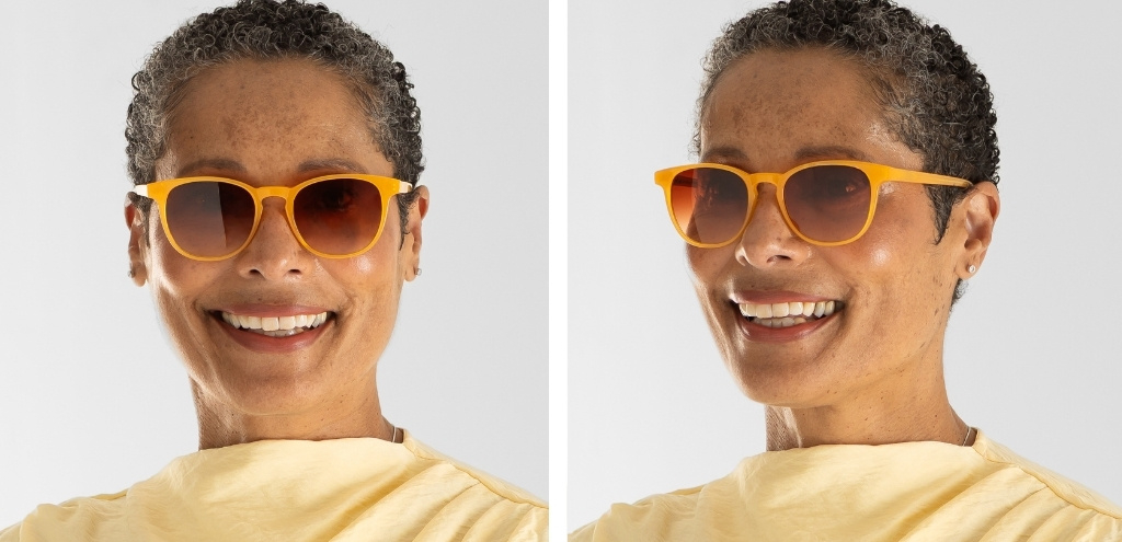 Smith Honey Sunglasses with Gradient lenses worn by model 