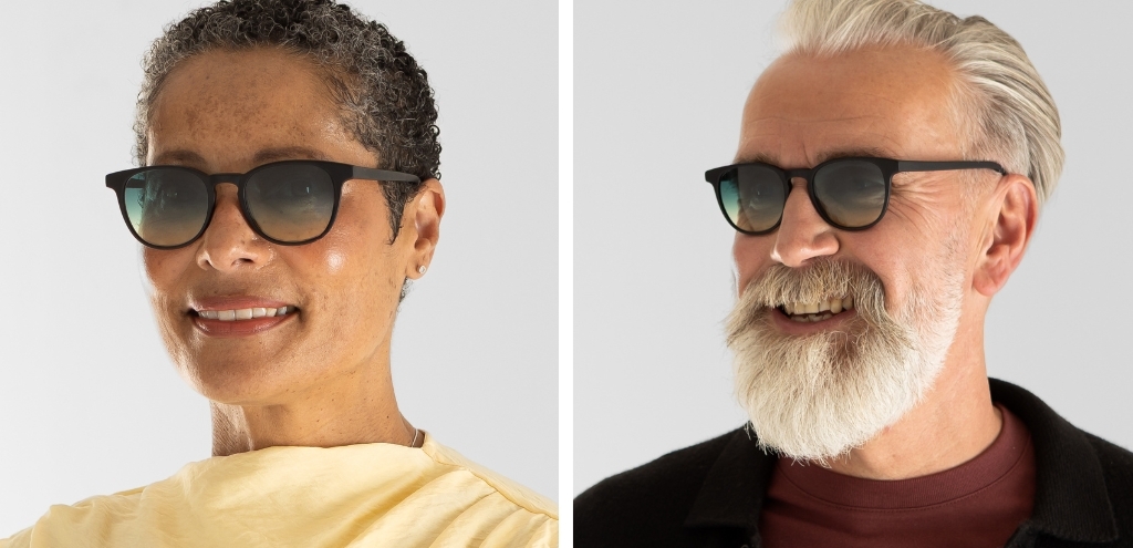 Models wearing IOLLA Smith Matte Black Sunglasses with Gradient Lens