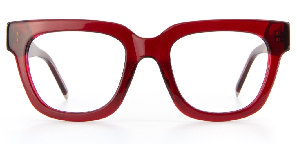 Red IOLLA frame front facing on white background