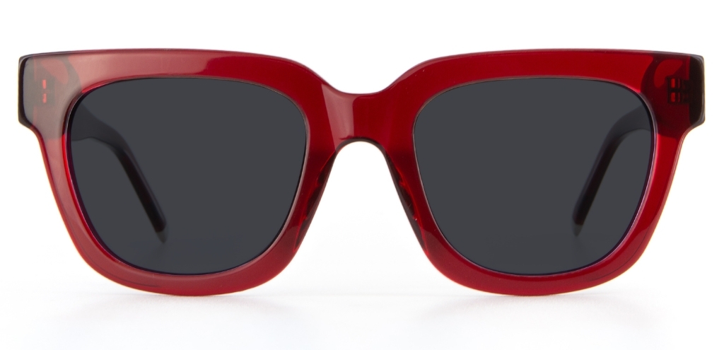 Red IOLLA Sunglasses with Grey lenses front facing on white background