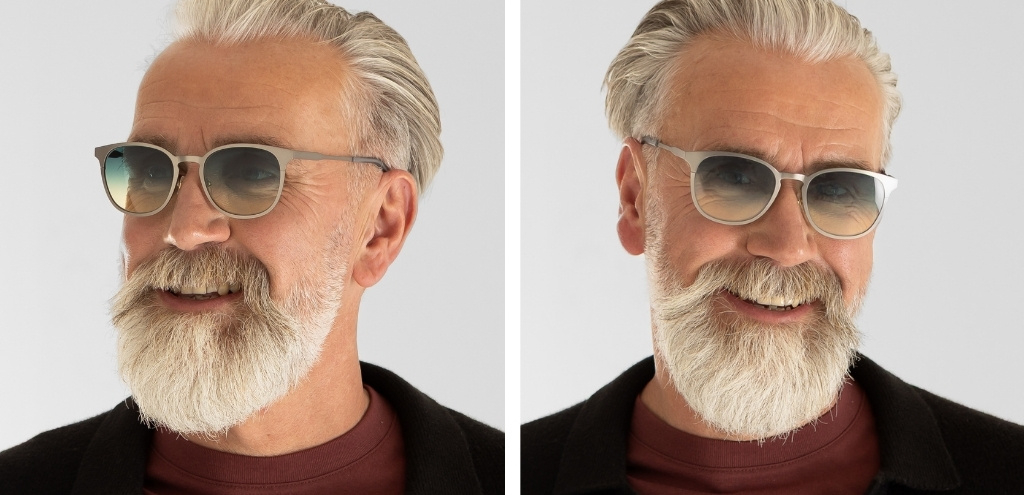 Maxwell in Brushed Gunmetal Sunglasses worn by older male model