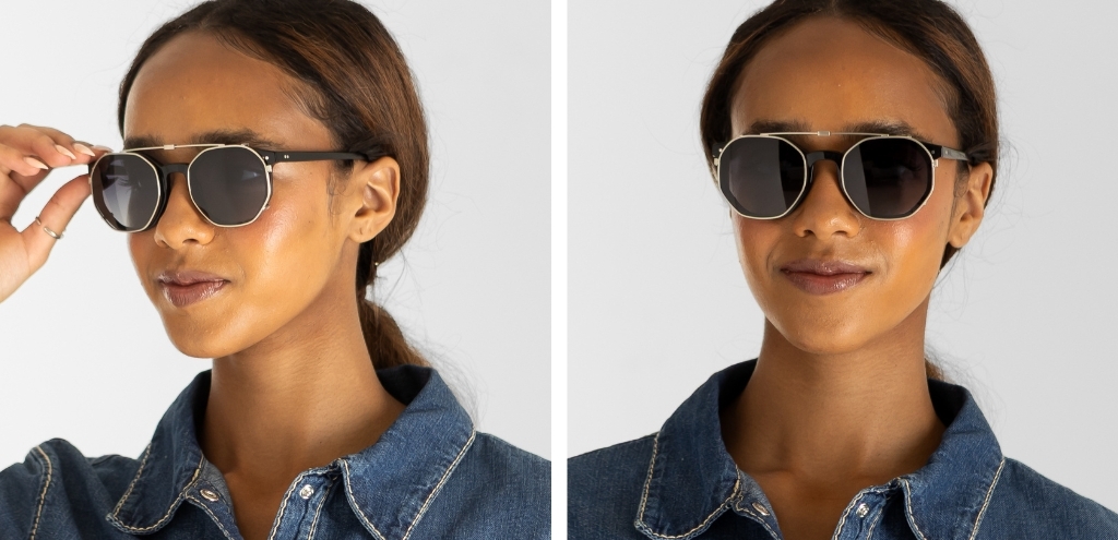 Williams Clip On in Brushed Silver_worn by female model