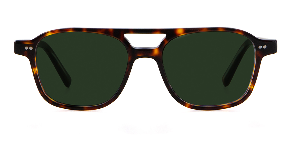 IOLLA Ramsay Sunglasses in Deep Havana with Green Lenses