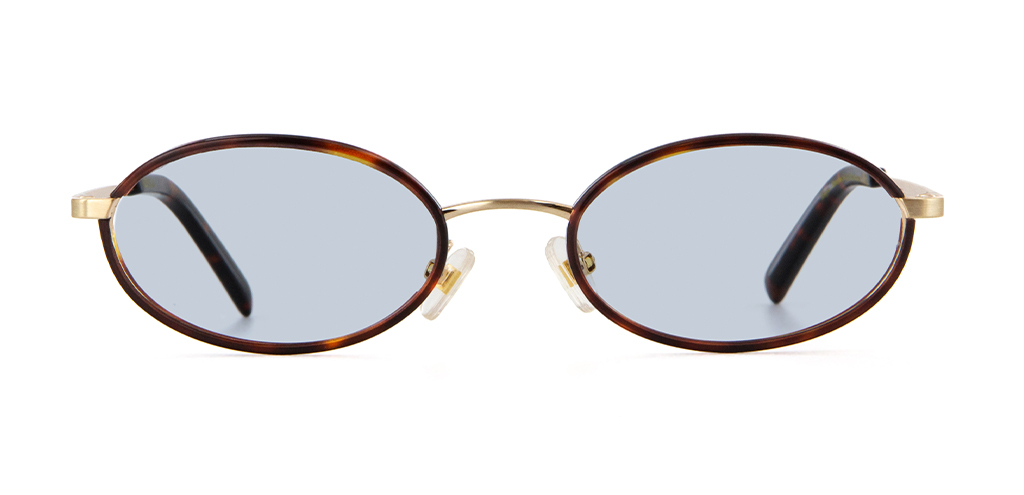 IOLLA Skye Sunglasses in Brushed Gold with Deep Havana Piping with Glacier Lenses