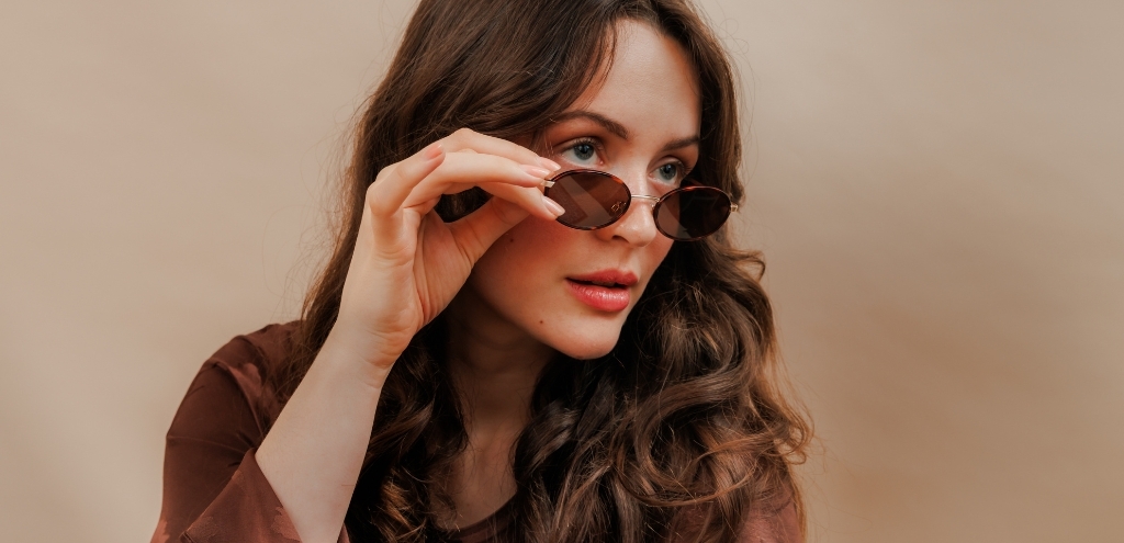 Havana oval sunglasses with brown tinted lenses and slim metal frame, UK eyewear.
