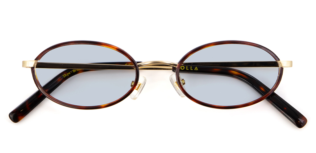 IOLLA Skye Sunglasses in Brushed Gold with Deep Havana Piping with Glacier Lenses