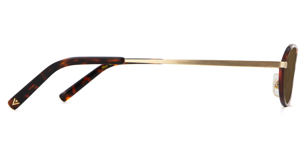 IOLLA Skye Sunglasses in Brushed Gold with Dark Havana Piping with Brown Lenses