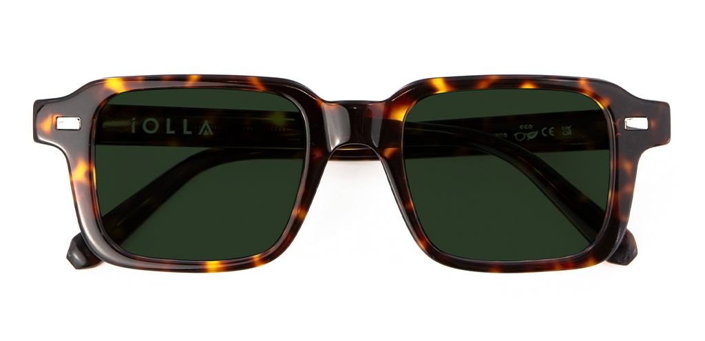 Angus Sunglasses in Deep Havana with Green Lenses