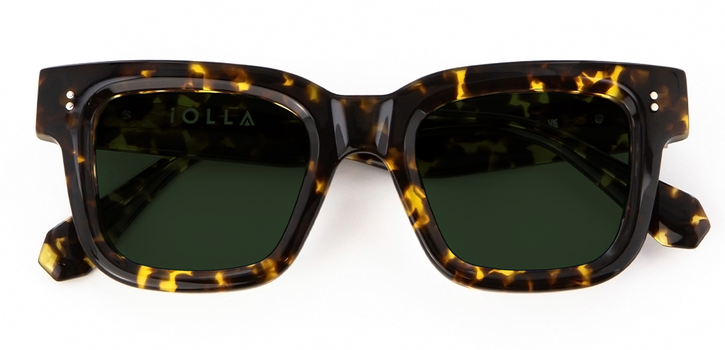 Brodie Sunglasses in Classic Tortoise with Green Lenses