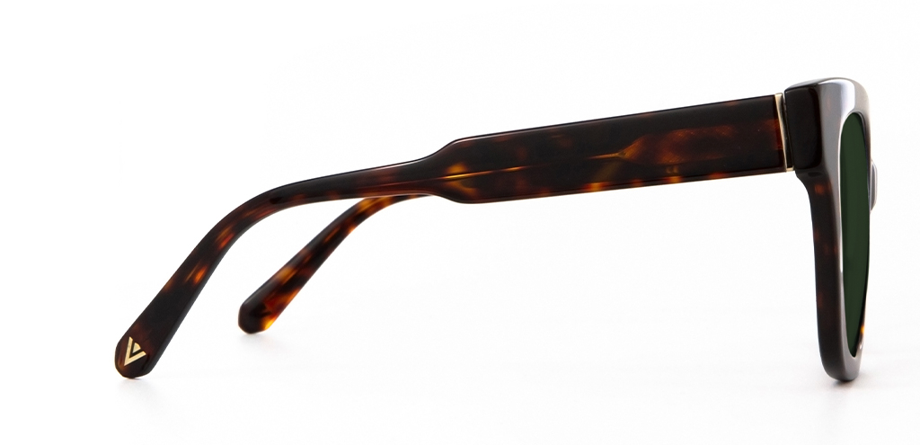 Ferne Sunglasses in Deep Havana with Green Lenses