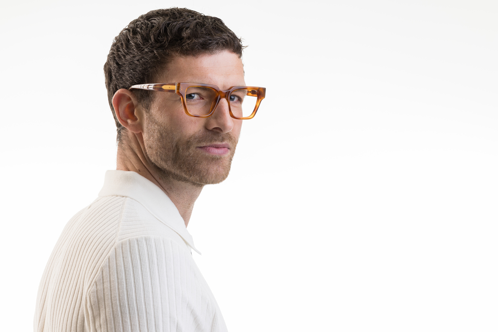 Macrae Amber Acetate Square Glasses