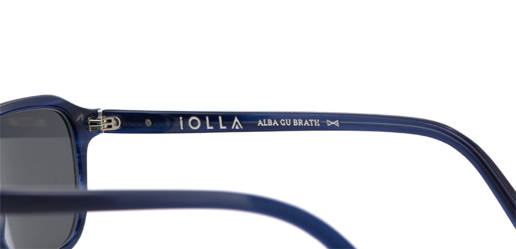 Limited edition Alba gu brath engraving shown on IOLLA Boyd Sunglasses
