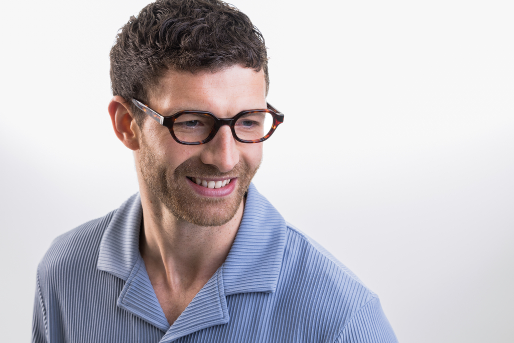 IOLLA Dunbar Glasses in Deep Havana Shown on Male Model