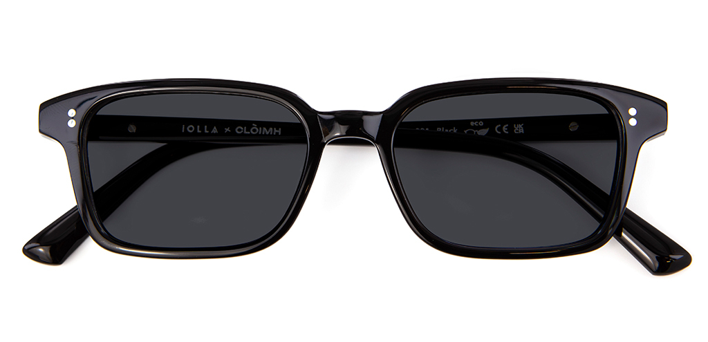 Folded view of 001 Black Sunglasses with Grey Lenses