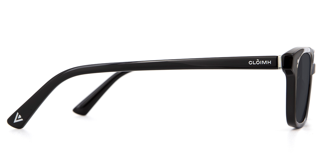 Side view of 001 Black Sunglasses with Grey Lenses