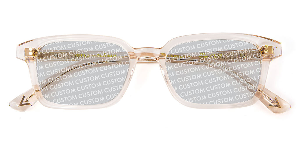 Front view of 001 Vanilla Crystal Sunglasses with Custom Tints