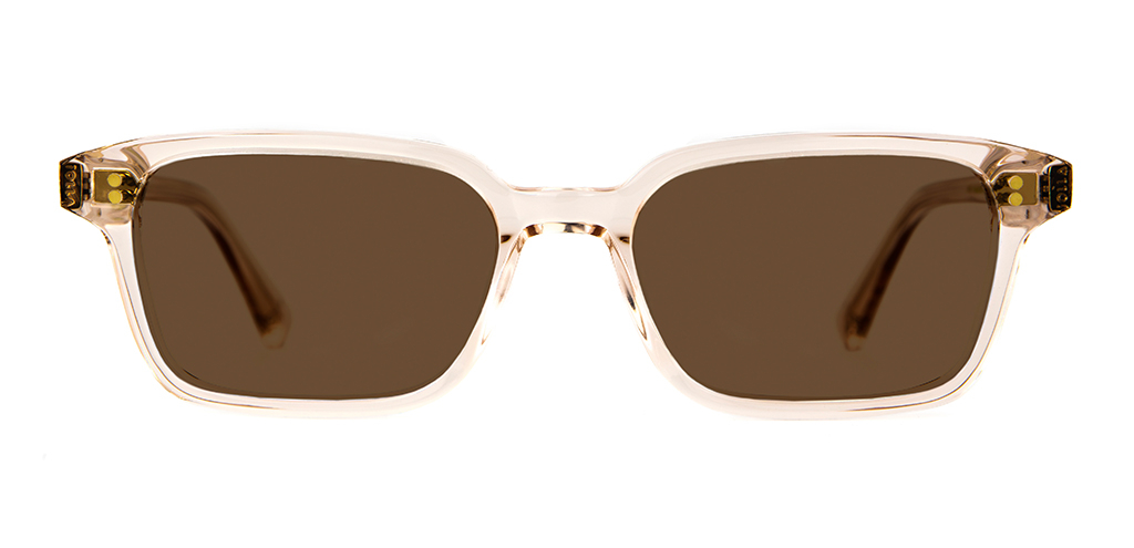 Front view of 002 Vanilla Crystal Sunglasses with Brown Lenses