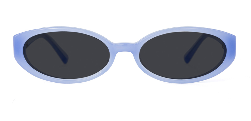 Front view of 002 Icy Blue Sunglasses with Grey Lenses