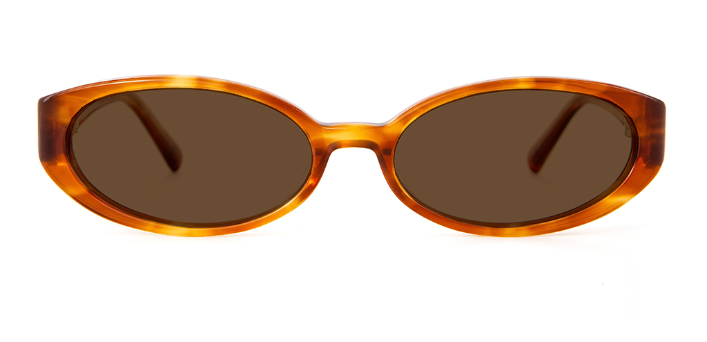 Front view of 002 Cinnamon Swirl Sunglasses with Brown Lenses