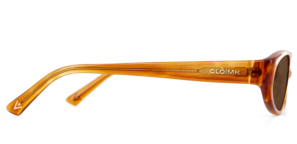 Side view of 002 Cinnamon Swirl Sunglasses with Brown Lenses