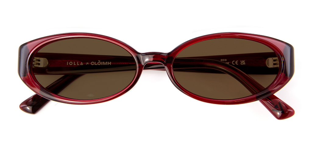 Folded view of 002 Merlot Sunglasses with Brown Lenses