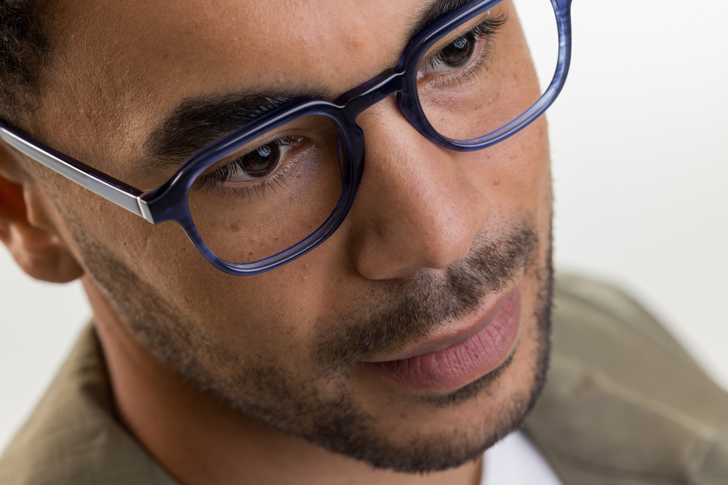 male model wearing IOLLA Boyd Stone Blue Glasses