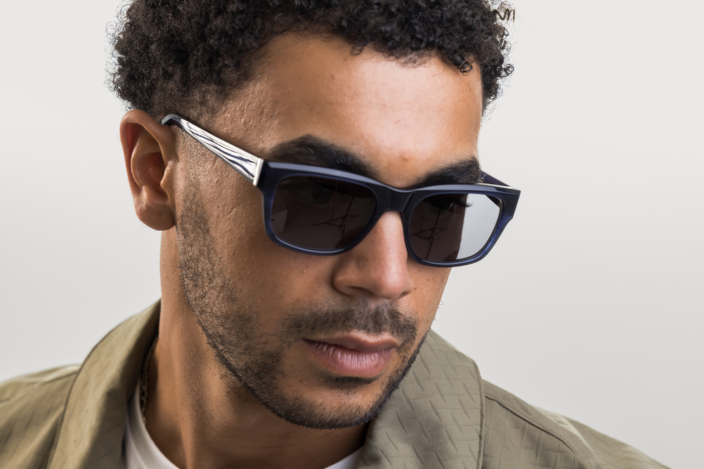 male model wearing IOLLA Maclean Stone Blue Sunglasses