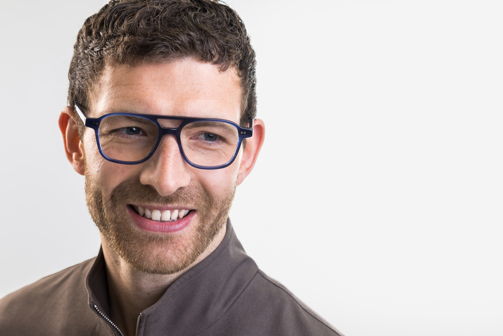 male model wearing IOLLA Ramsay Stone Blue Glasses
