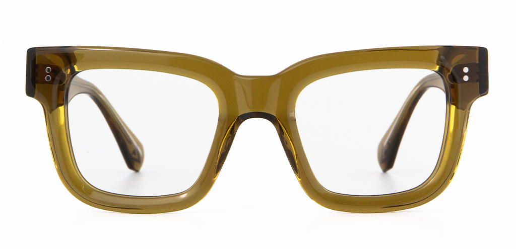 Brodie Glasses in Husk Crystal front unfolded view