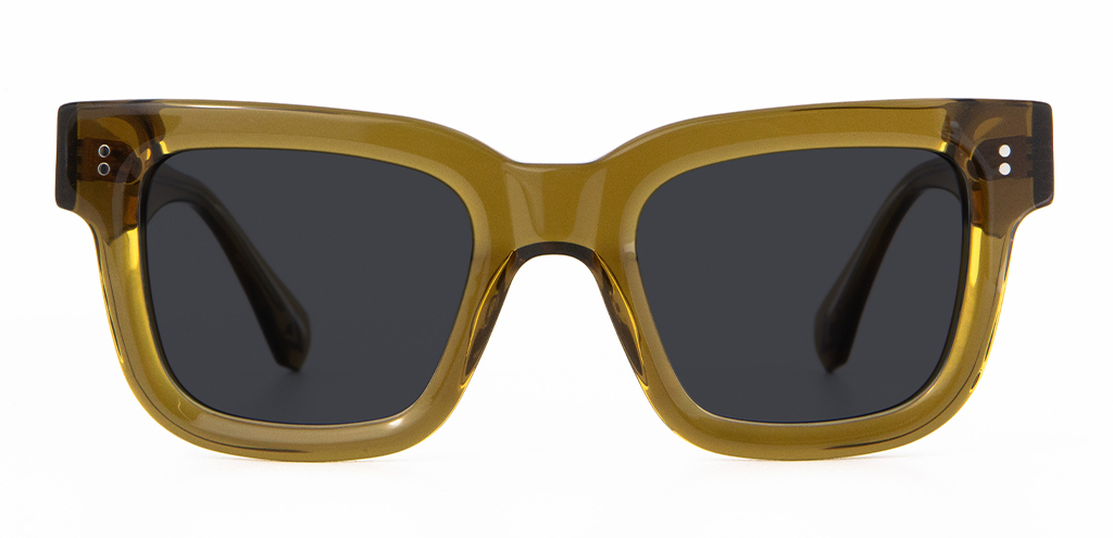 Brodie Sunglasses in Husk Crystal with grey lenses front unfolded view