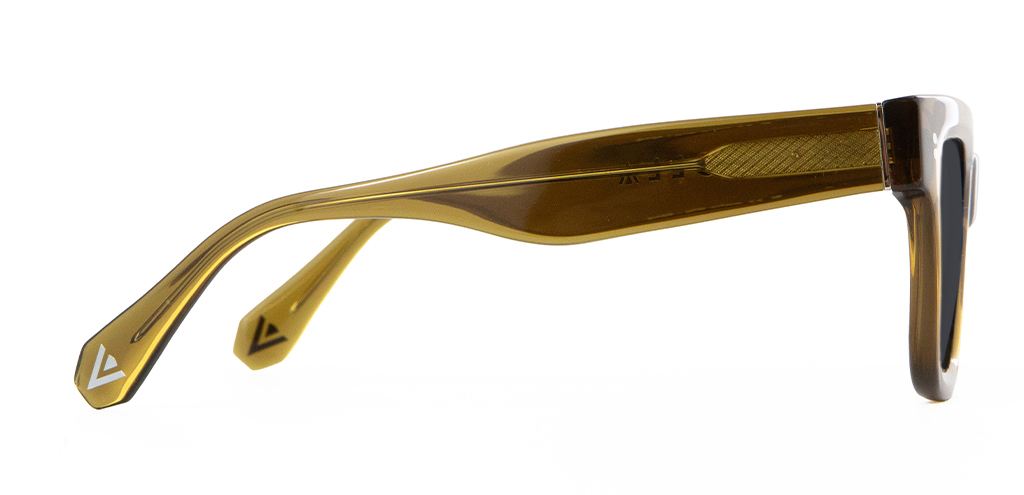Brodie Sunglasses in Husk Crystal with grey lenses side view