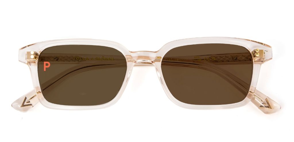 CLOIMH 001 VANILLA CRYSTAL SUNGLASSES WITH BROWN POLARISED LENSES