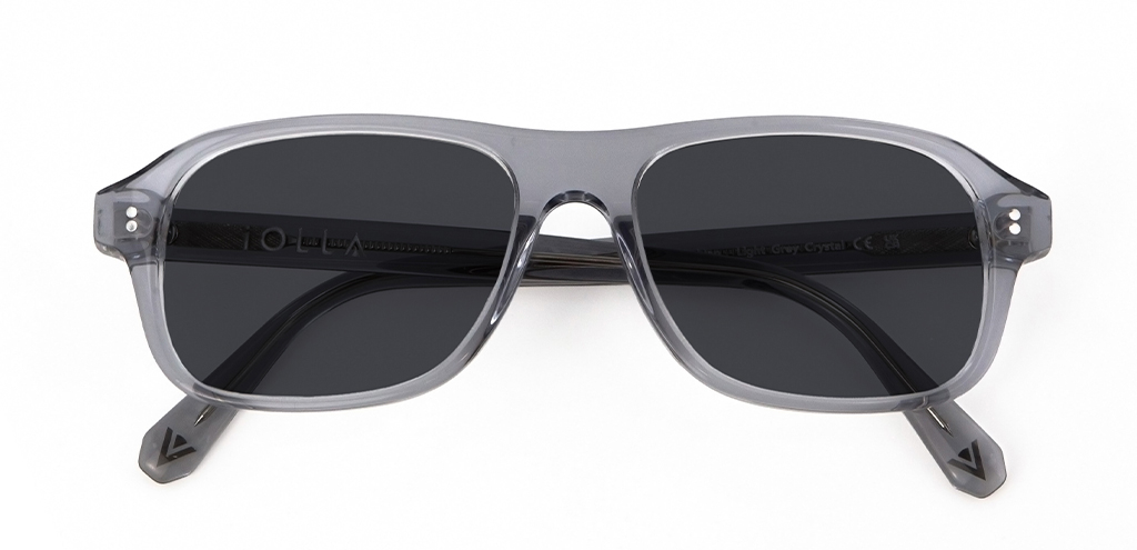 Lachlan Light Grey Crystal with Grey Lenses sunglasses front folded view