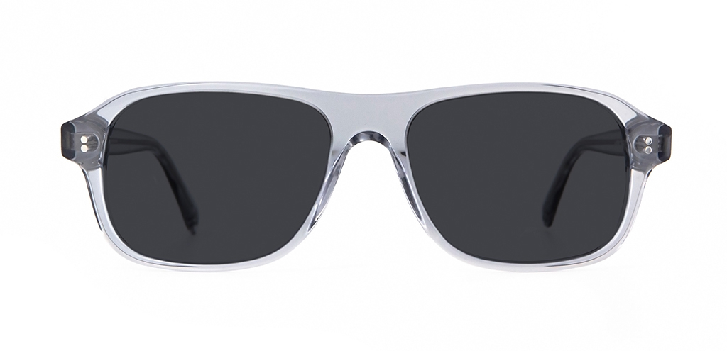Lachlan Light Grey Crystal with Grey Lenses sunglasses front unfolded view