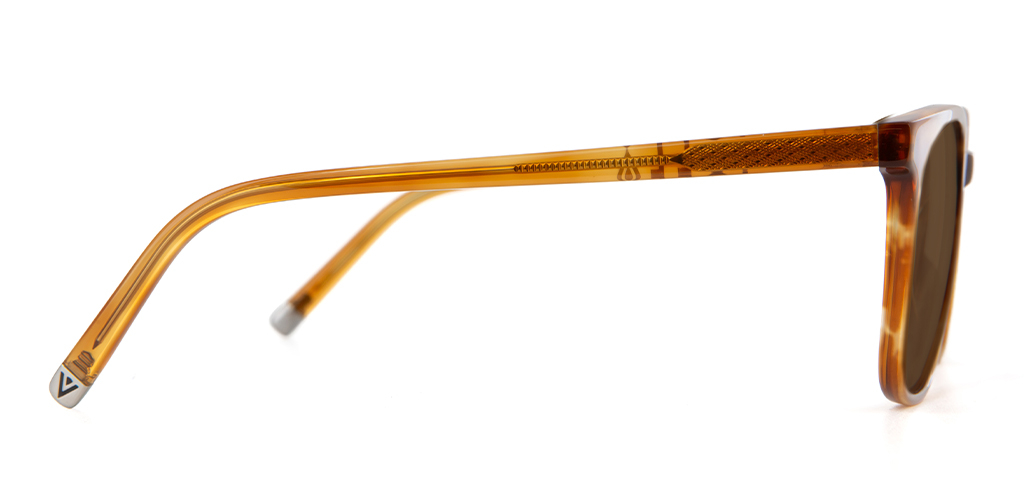 Stewart Cinnamon Swirl Sunglasses with brown lenses side view