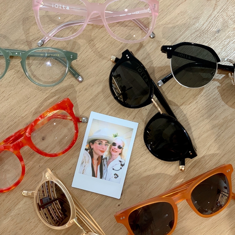 influencer and her mother in polaroid image glasses