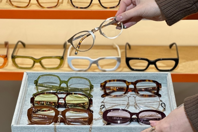 Tray of glasses at Manchester IOLLA showroom styling session
