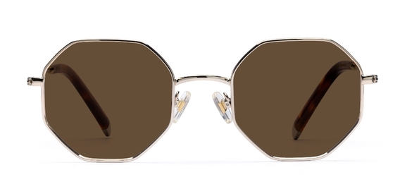 Blair in Chrome Gold – Customisable Octagonal Sunglasses | IOLLA