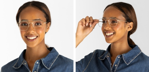 Harrison Brushed Gold glasses side