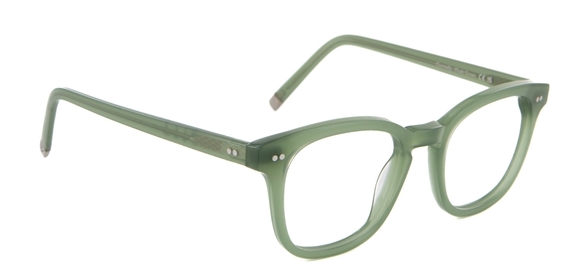 Khaki Green glasses sideways facing on white background