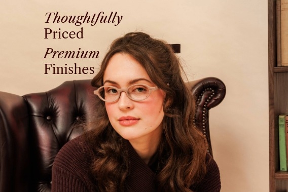 Model Wearing Mocha Pink IOLLA Callie Acetate Oval Glasses - Poetcore