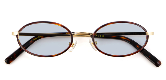 IOLLA Skye Sunglasses in Brushed Gold with Deep Havana Piping with Glacier Lenses